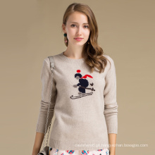 Vendas quentes personalizadas Casual Cashmere Têxtil Tecido Jacquard Sweater para mulheres